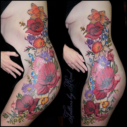 Explore leg tattoo ideas for women, creative tattoo ideas in Lake Havasu City, available at Bombshell Body Art Studio
