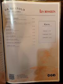 Osteria Pizzeria da Bartolo à Bordeaux menu