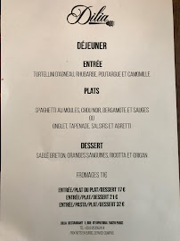 Restaurant Dilia à Paris (le menu)