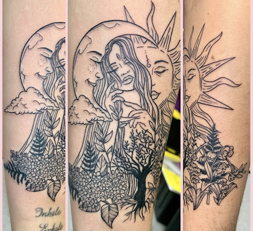 Explore puppy tattoo ideas, creative tattoo ideas in Goshen, available at Lady Luck Studio