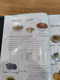 Restaurant vietnamien Pho 168 à Paris (la carte)