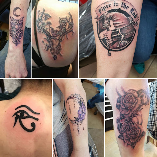 Explore witch broom tattoo ideas, creative tattoo ideas in Elko, available at Tom Custom Tattoos and Body Piercing Studio