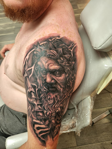 Explore horror sleeve tattoo ideas, creative tattoo ideas in Coeur D Alene, available at Inkworld Tattoo