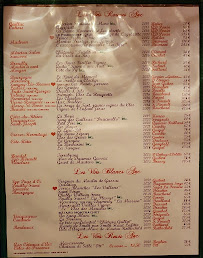 Menu / carte de La Fontaine de Mars à Paris