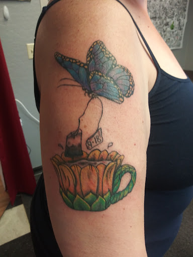 Explore forearm lion tattoo ideas, creative tattoo ideas in Carson City, available at Skeleton Skin Tattoo