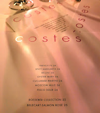 Hôtel Costes Restaurant à Paris menu