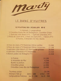 Menu / carte de Restaurant Marty à Paris