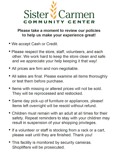 Thrift Store «Sister Carmen Community Center Thrift Store - Shop 9am-6pm, Donate 9am-5pm», reviews and photos
