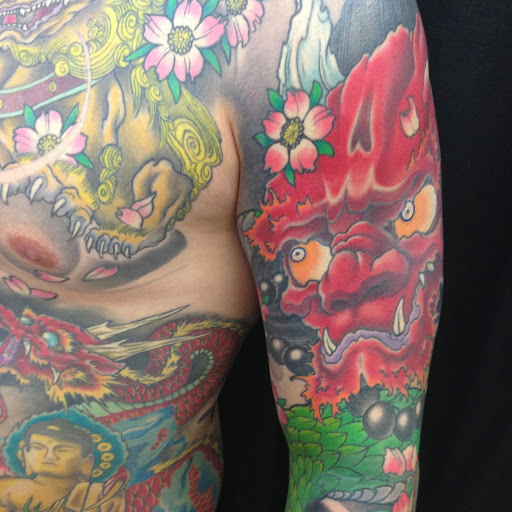 Explore black and grey tattoos sleeves ideas, creative tattoo ideas in San Diego, available at Funhouse Tattoo