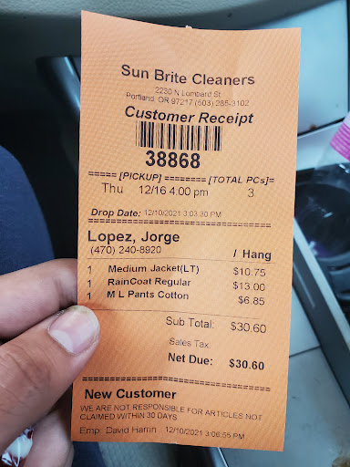 Dry Cleaner «Sun Brite Cleaners», reviews and photos, 2230 N Lombard St, Portland, OR 97217, USA