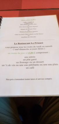 hotel Restaurant Le Prieuré à Sainte-Croix-en-Jarez carte