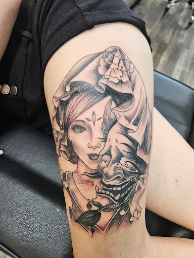 Explore leg tattoo male ideas, creative tattoo ideas in Penn Yan, available at The Tattoo Shop