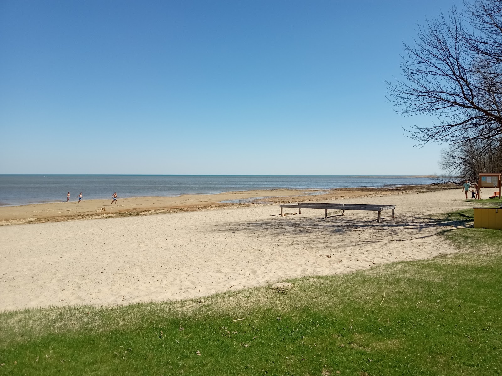 Foto von Bay County Pinconning Park Beach mit beiger sand Oberfläche