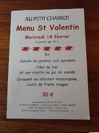 Restaurant Au Petit Chabrot à Sornac (le menu)