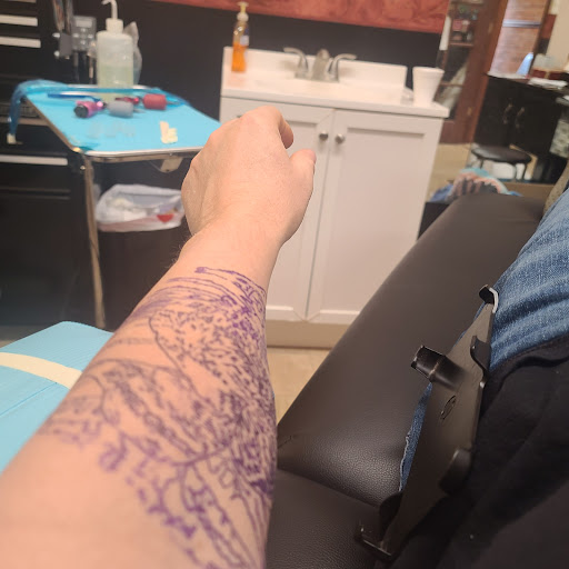 Explore half sleeve forearm tattoo ideas, creative tattoo ideas in Shelbyville, available at Redline Studio Custom Tattoo