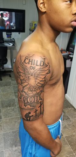 Explore evil angel tattoo ideas, creative tattoo ideas in Albany, available at Tat Jones Ruthless Tattoos L.L.C.
