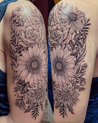 Explore warrior tattoo sleeve ideas, creative tattoo ideas in Rice Lake, available at Bombshell Tattoo & Body Piercing