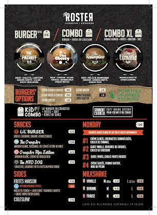 menu du Restaurant de hamburgers The Roster Annecy Gare à Annecy