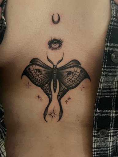 Explore pec tattoo ideas, creative tattoo ideas in Fontana, available at Iconiq Tattoo Studio