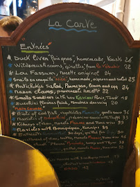 Restaurant La Cave à Cannes (le menu)