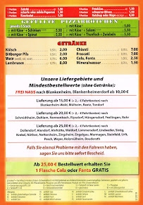 Pizzeria Pizzeria La Rustica à Blankenheim (le menu)
