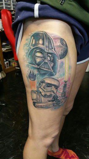 Explore tattoo sleeve black and grey ideas, creative tattoo ideas in Youngstown, available at Bitter Hearts Tattoo