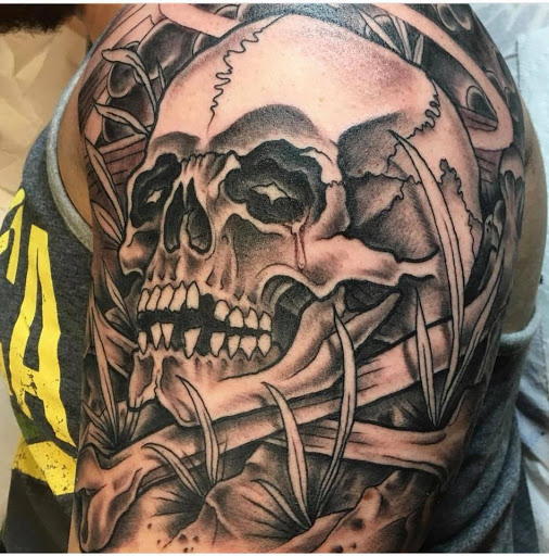 Explore face tattoo ideas, creative tattoo ideas in Albany, available at Dead Presidents Lounge