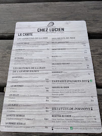 Carte du chez LUCIEN creneguy - dégustation à Larmor-Baden