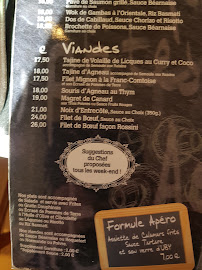 L'ardoise à Calais menu