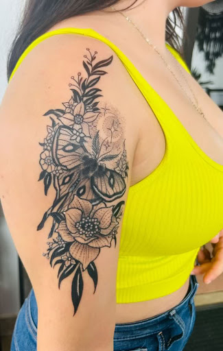 Explore tattoo on leg ideas, creative tattoo ideas in El Paso, available at Santa Rosa Tattoo Studio