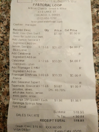 Wine Store «Pastoral Artisan Cheese, Bread & Wine (Loop)», reviews and photos, 53 E Lake St, Chicago, IL 60601, USA