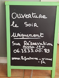 Restaurant La Fontaine à Grimaud menu
