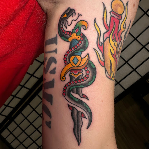 Explore love hate tattoo ideas, creative tattoo ideas in Bradley, available at The 22 Tattoo Company