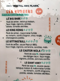 Menu / carte de Burger Theory - restaurant végétal à Paris