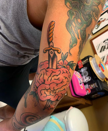 Explore floral sleeve tattoo ideas, creative tattoo ideas in Temple, available at Lucky In Love Tattoo