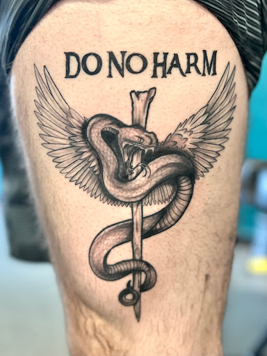 Explore father and son tattoos ideas, creative tattoo ideas in Oswego, available at Saturn Tattoo