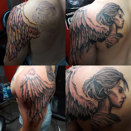 Explore tattoo sleeve filler ideas for a man, creative tattoo ideas in Abilene, available at A Tattoo Experience by Spaz