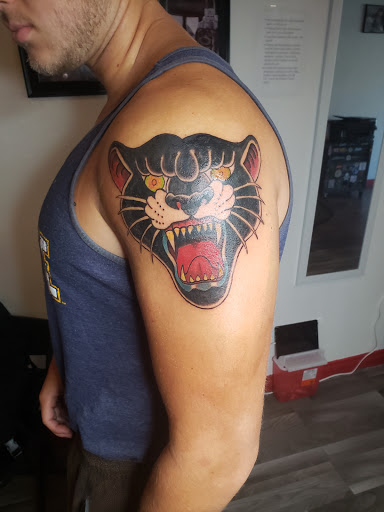 Explore thigh tattoos ideas, creative tattoo ideas in Clarkston, available at Koby Hardy Piercing & Tattoo