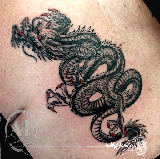 Explore female thigh tattoo ideas, creative tattoo ideas in Katy, available at Artistic Impressions Tattoo Studio