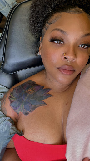 Explore shoulder flower tattoo ideas, creative tattoo ideas in Hampton, available at Matriarch Gallery