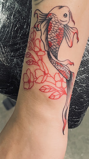 Explore black sleeve tattoo ideas, creative tattoo ideas in Lubbock, available at Sinners & Saints Art Company