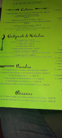 Restaurant le Bocaccino à Barcelonnette menu