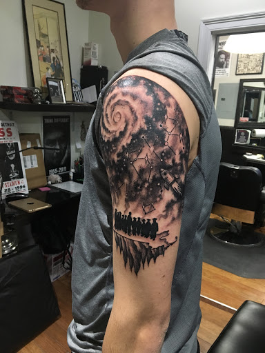 Explore polynesian tattoo sleeve ideas, creative tattoo ideas in Boston, available at Boston Barber & Tattoo Co.