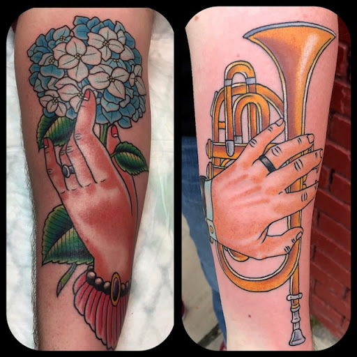 Explore cover up tattoo ideas back, creative tattoo ideas in Asheville, available at Serpent & the Rainbow Tattoo