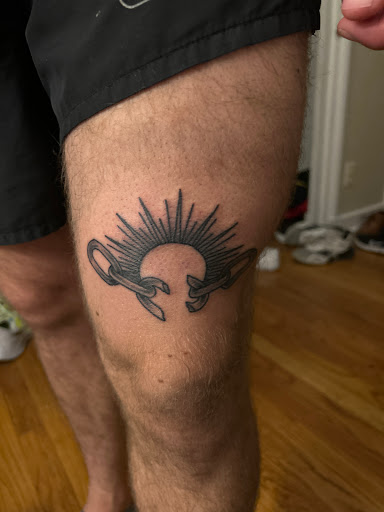 Explore unique knee tattoo ideas, creative tattoo ideas in Fort Worth, available at Panther City Tattoo