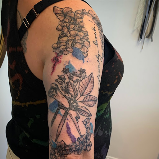 Explore half leg sleeve tattoo ideas, creative tattoo ideas in Greensboro, available at Dogwood Ink