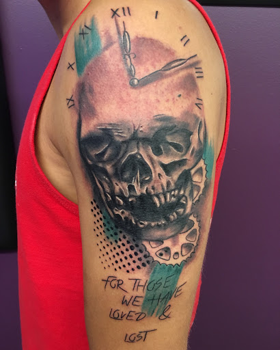 Explore dog tattoo ideas for females, creative tattoo ideas in Roscoe, available at Elevated Ink Tattoo