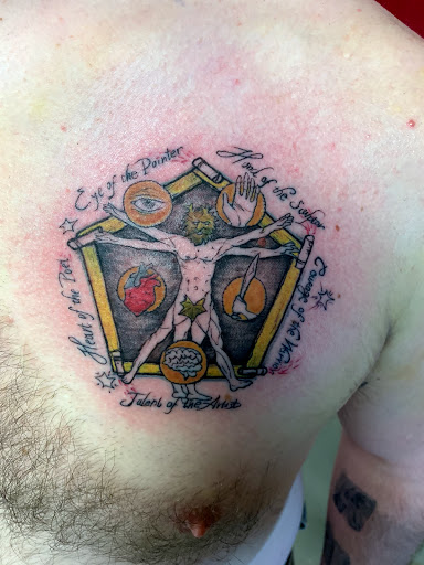 Explore trapezius tattoo ideas, creative tattoo ideas in Augusta, available at Mr. Tattoo