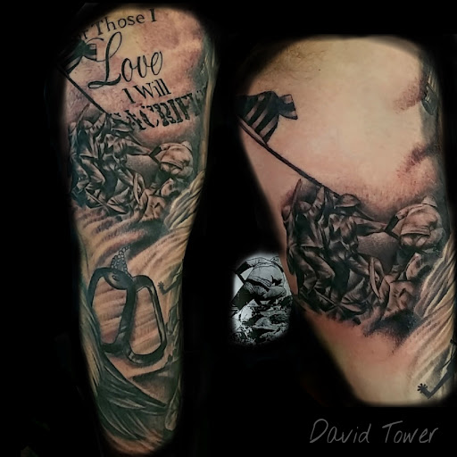 Explore flower half sleeve tattoo ideas, creative tattoo ideas in Hanford, available at 92 Proof Tattoo