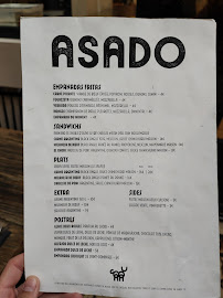Restaurant argentin ASADO à Paris (la carte)